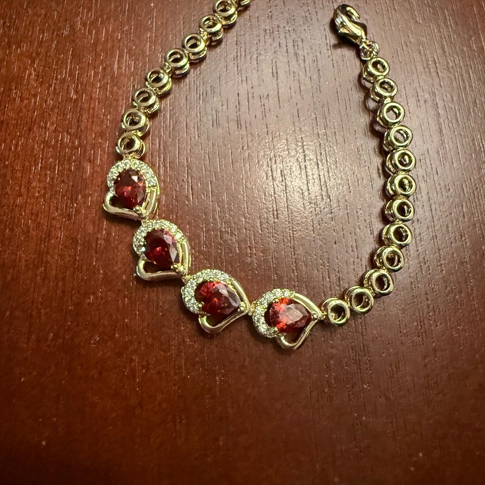 Elegant Gold Filled Red Heart Anklet *NWOT